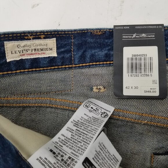 Levi's Premium Men 501 Slim Taper Blue Selvedge Wash Denim Jean 42 X 30 NWT - Picture 9 of 12